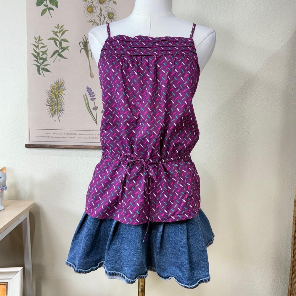Y2k Cotton Drawstring Tank Top NWT Retro Mod Whimsy Twee Forest Fairy Grunge S